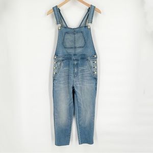 Second Skin Overalls Medium Wash Cropped Jean Overalls Women’s Size Small
